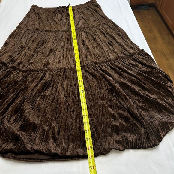Womens Brown Velvet Tiered Midi Skirt Size Medium Witchy Western Whimsigoth Boho - Picture 5 of 5